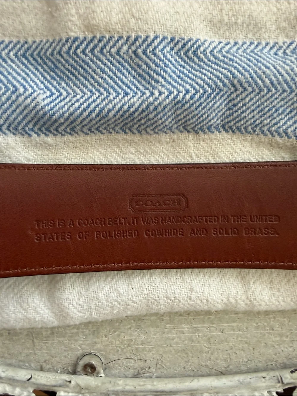 COACH Belt Size M Brass Hardware Black Leather Made in Italy 35”